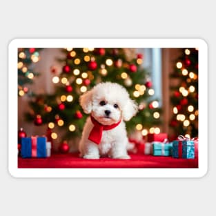 Bichon Frise Puppy Dog Christmas Sticker